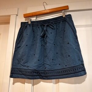 J. Crew Womens Linen Embroidered Mini Skirt Pockets Medium Resort Vacation Boho